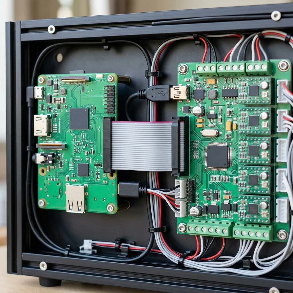 Kết nối Raspberry Pi với bo mạch chủ máy in 3D chạy Klipper firmware qua cáp USB gọn gàng