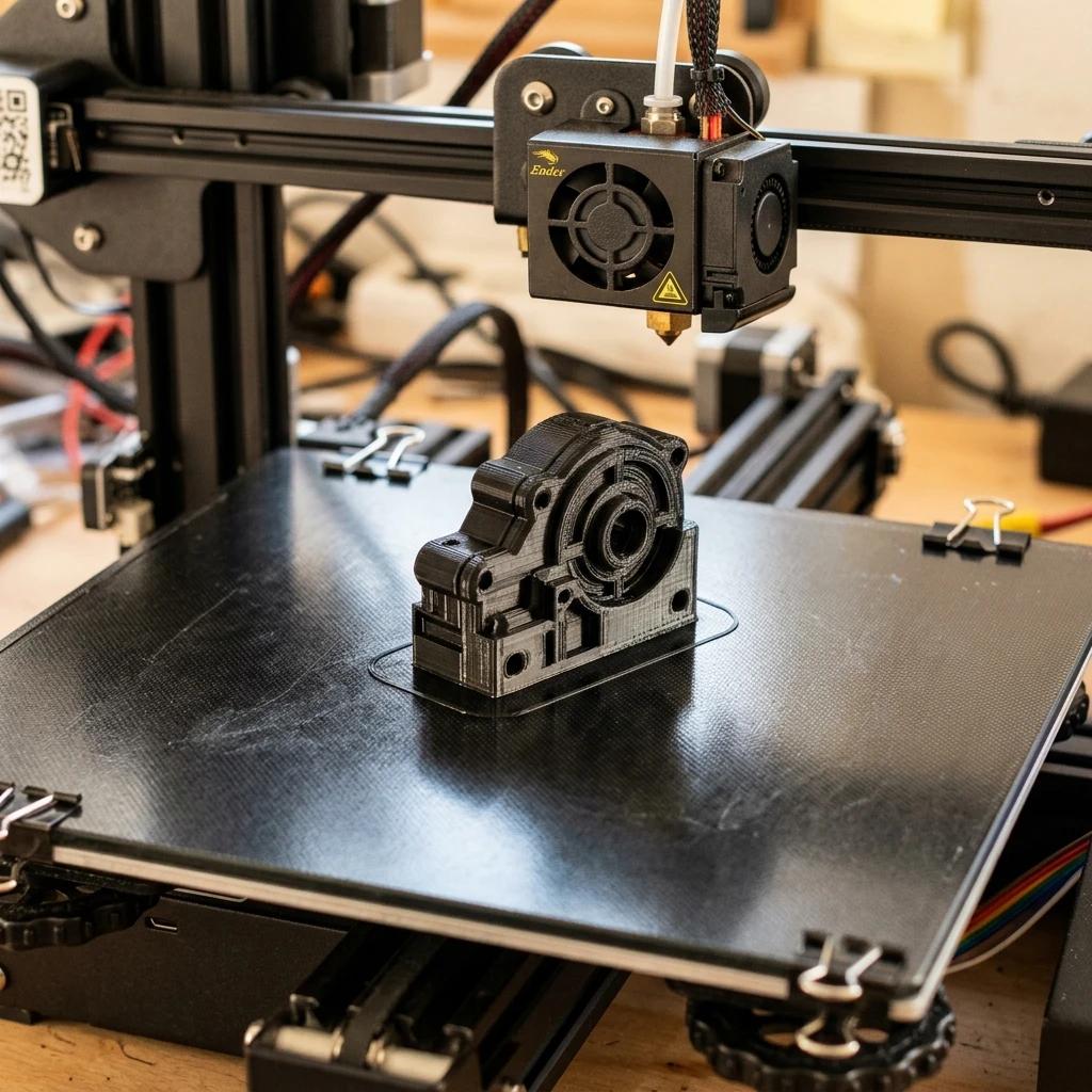 Bàn in kính cường lực phẳng mịn trên máy in Creality Ender 3 in mẫu thử nhanh, cho mặt đáy bóng loáng