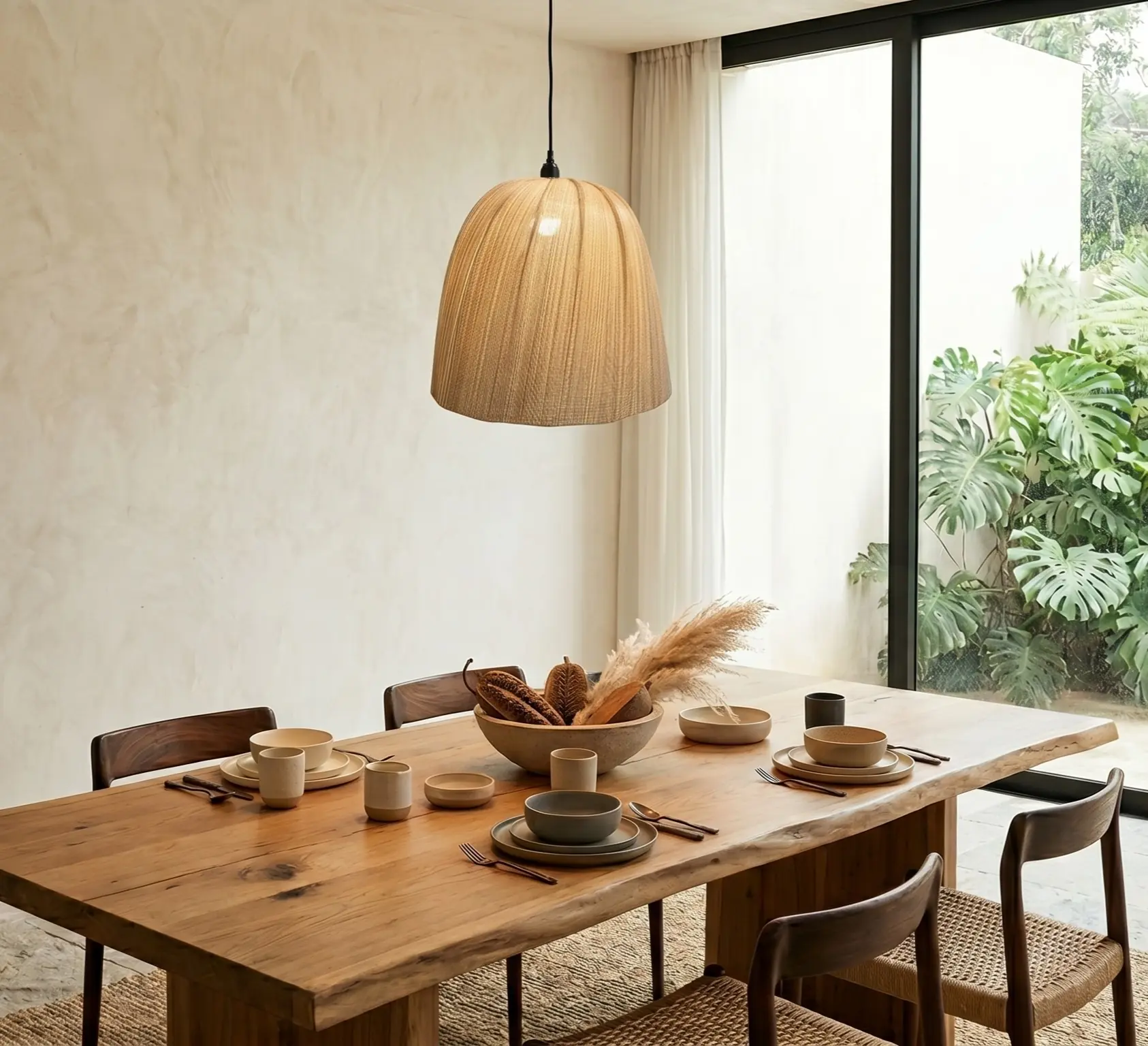 Sarkıt Avize Oval Bambu