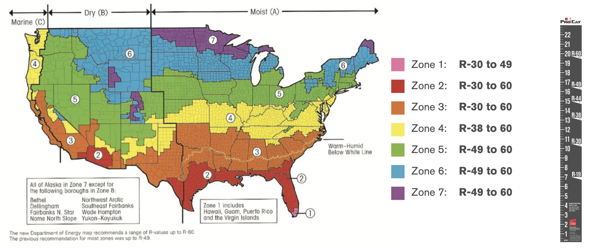 Zone map for insulation thickness