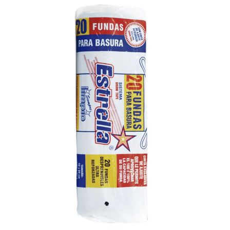 FUNDA BASURA ROLLO C/CINTA ESTRELLA 58X6