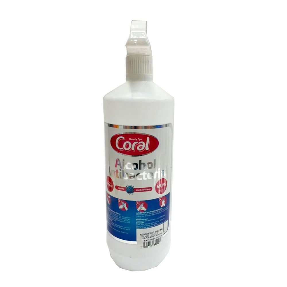 ALCOHOL ANTIBACTERIAL 1000 ML DISPENSADOR CORAL X 12UNDS
