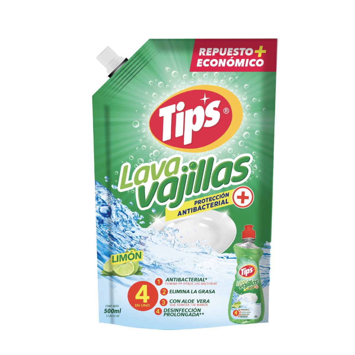 TIPS LAVAVAJ. ANTIBAC. LIMON DOYPACK 500 ML X24