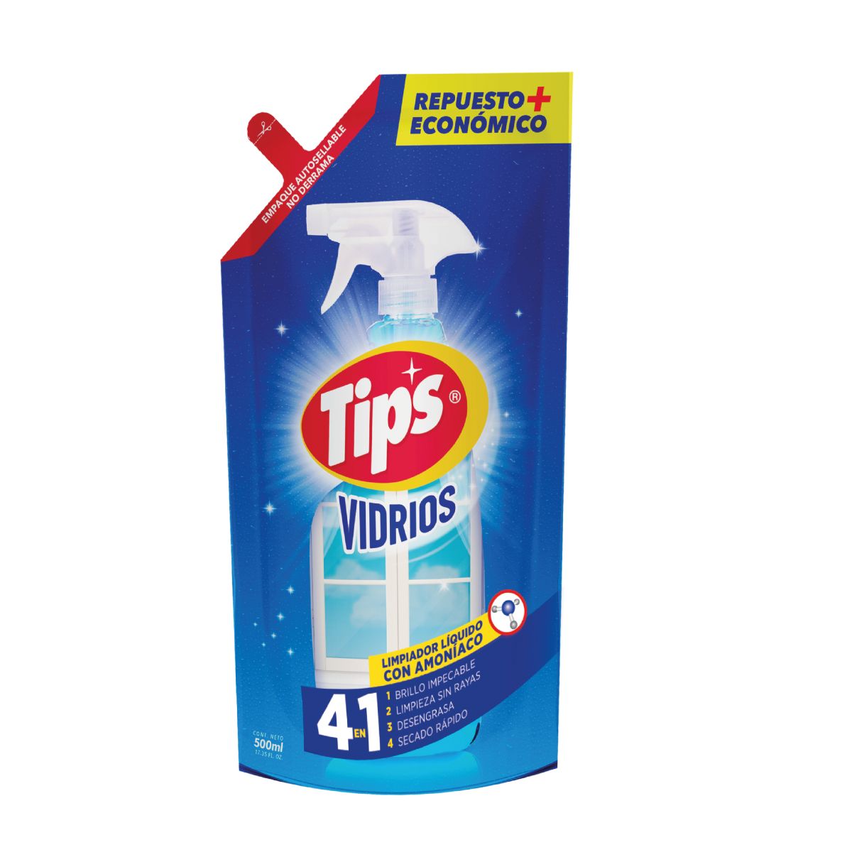 TIPS VIDRIOS (ORIG.) LIMP AMONI DOYPACK 500ML X24