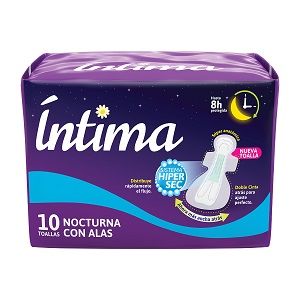 TOALLA INTIMA TELA NOCTURNA CON ALAS X10