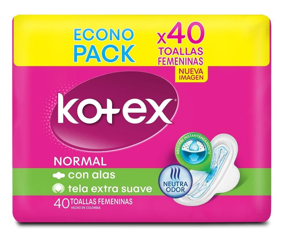 TOALLAS HIGIENICAS KOTEX NORMAL ALAS X40