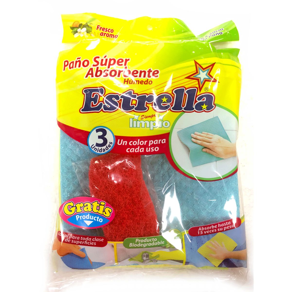 PANO HUMEDO ABSORBENTE ESTRELLA 18X20 3U