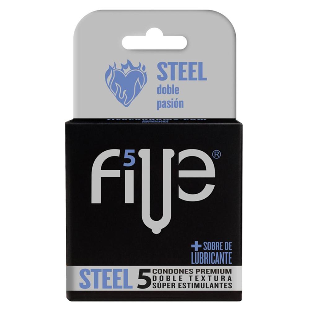 PRESERVATIVOS FIVE STEEL X 5