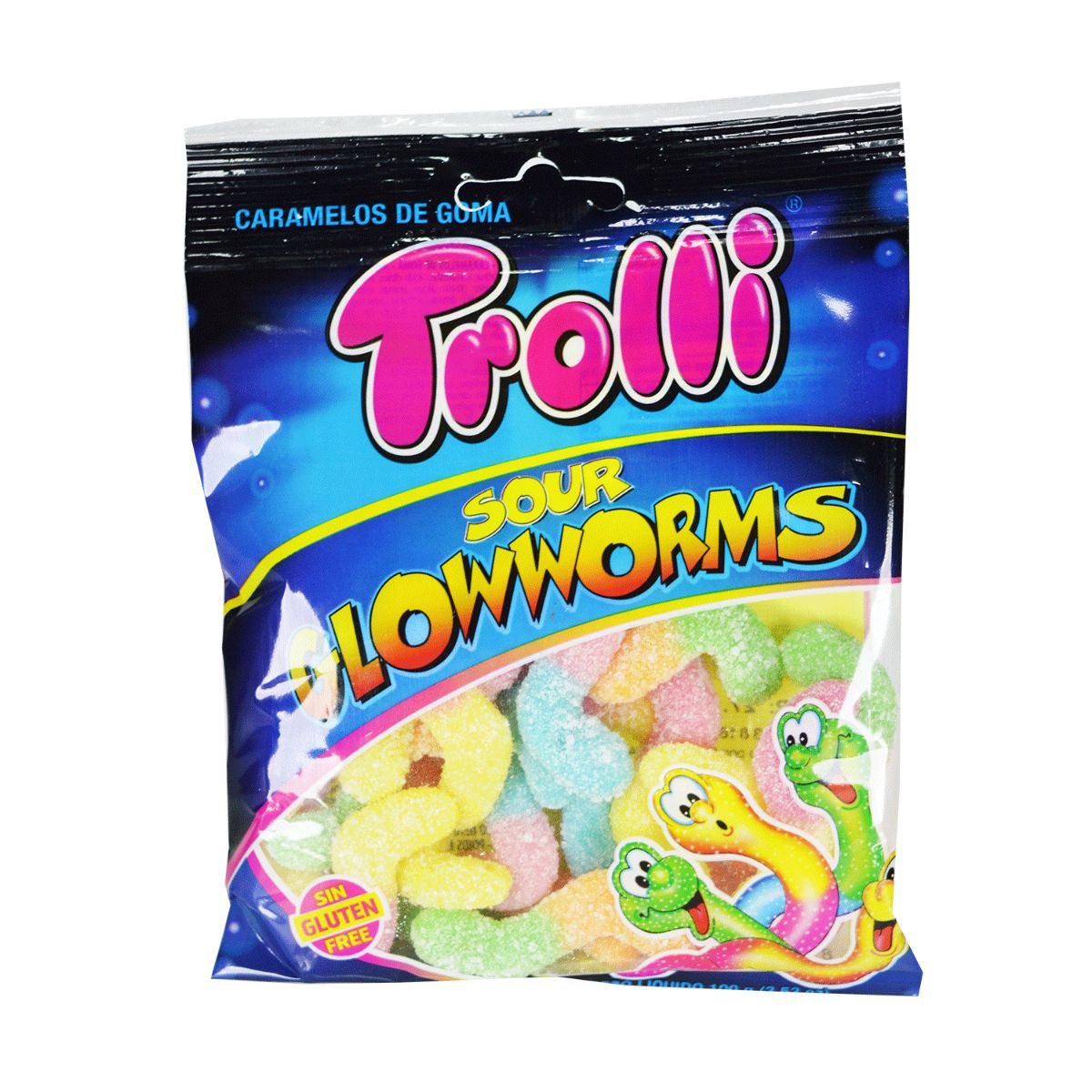 TROLLI GOMAS SOUR GLOWWORMS 100 GR