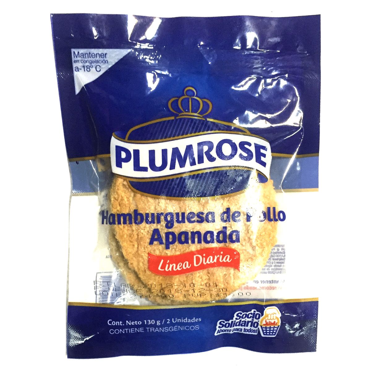 HAMBURGUESA DE POLLO APANADA 130G