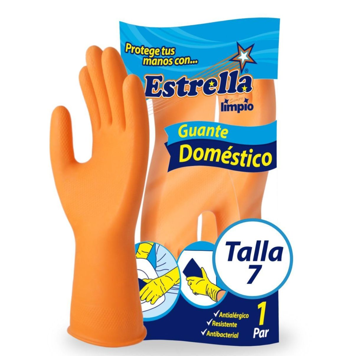 GUANTE DOMESTICO AMARILLO ESTRELLA T-7