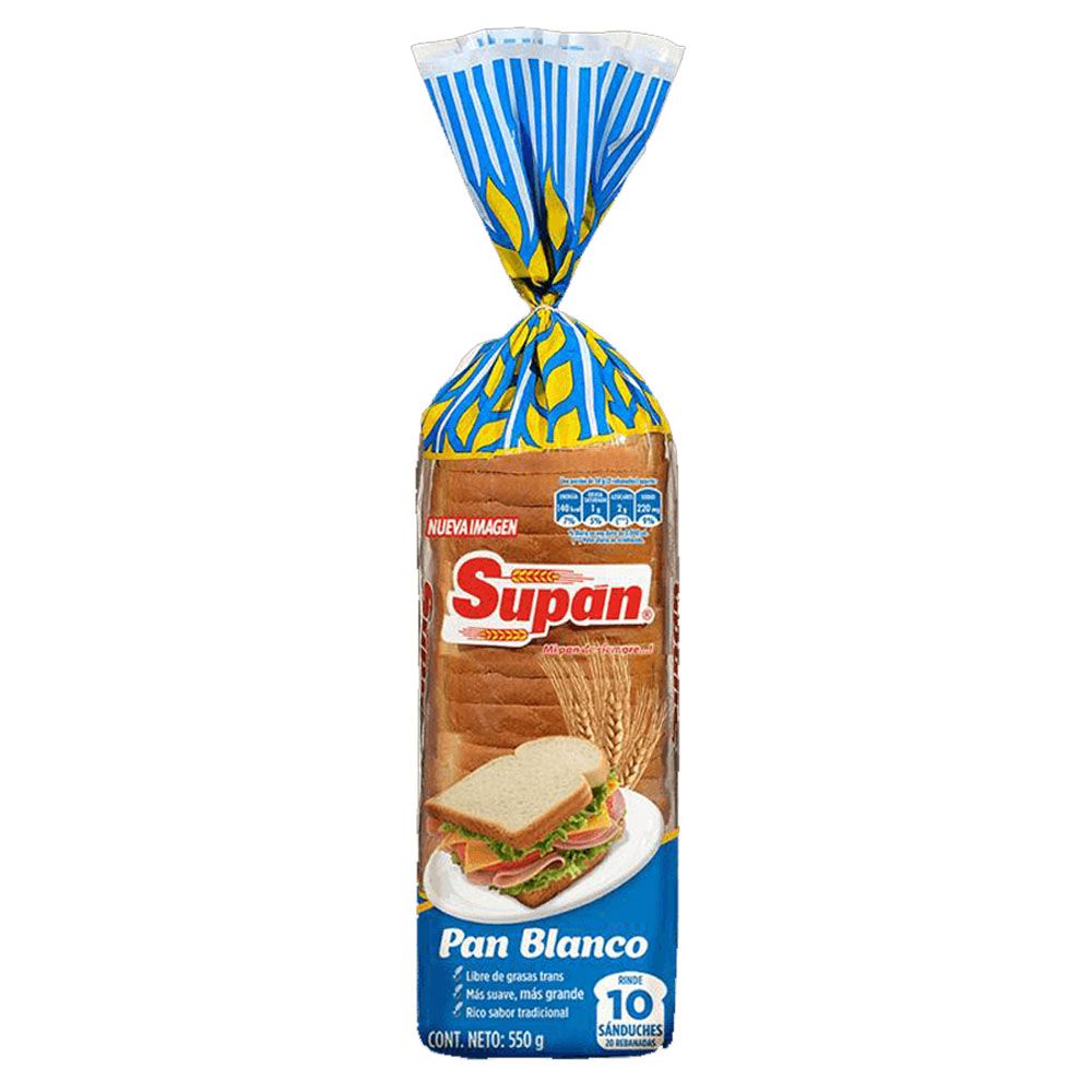 PAN BLANCO 20 REBANADAS SUPAN 550G