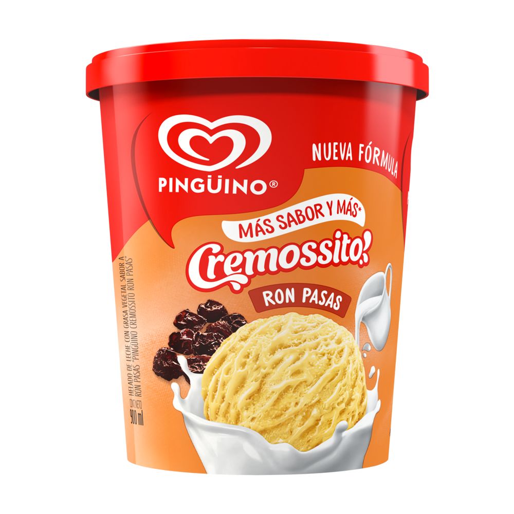 HELADO PINGUINO CREMOSSITO RON PASAS 900