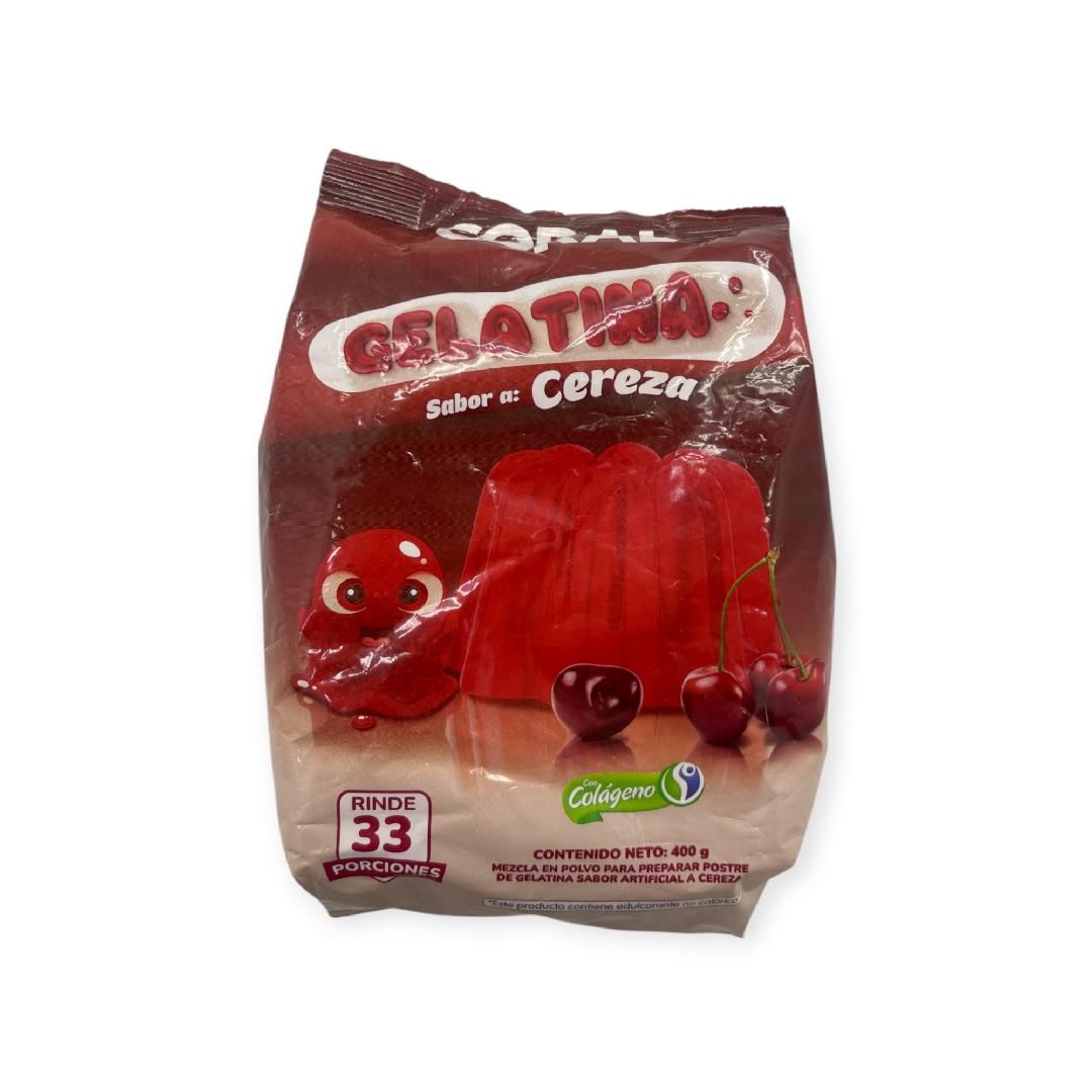 GELATINA EN POLVO CORAL CEREZA 400G