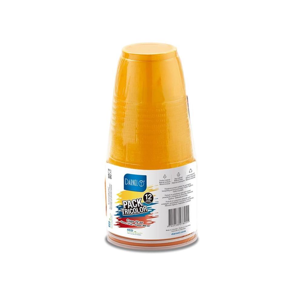 DARNEL PACK TRICOLOR VASOS 12OZ PAQX12 UND