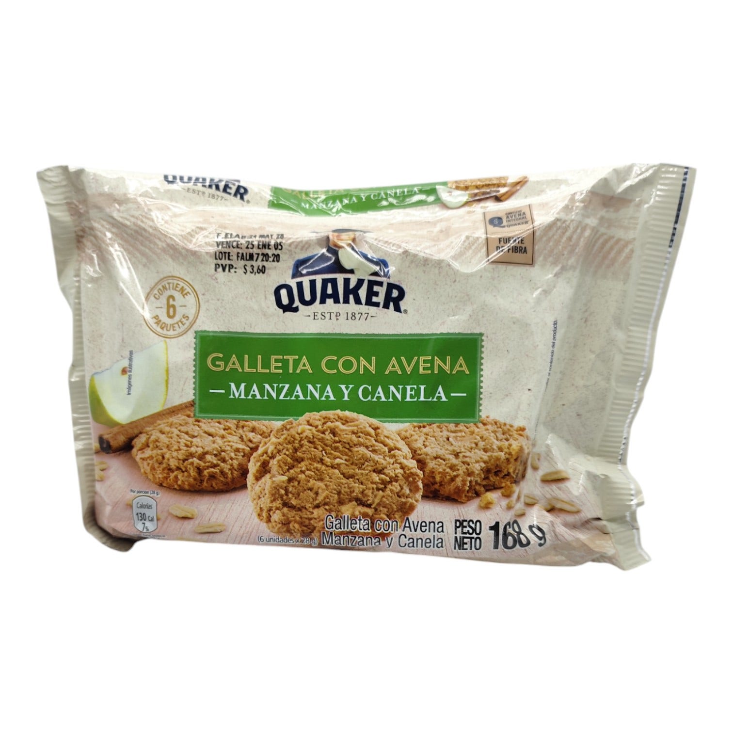 GALLETA QUAKER AVENA MANZANA CANELA 168G