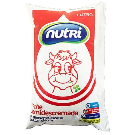LECHE SEMIDESCREMADA FUNDA NUTRI 1L