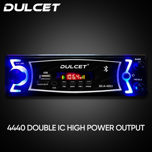 DULCET DC-A-4003 Double IC High Power Universal Fit Mp3 Car Stereo Player With Bluetooth/USB/FM/AUX