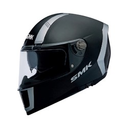 SMK Force Steel GL200 Full Face Helmet PINLOCKÂ® Antifog Dual Visor System Scratch & UV Resistant (Black)