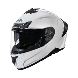 SMK Typhoon GL100 Full Face Helmet with Dual Visor System, ECE Certified (Gloss White)