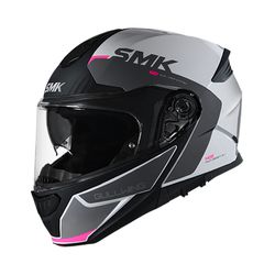 SMK Gullwing Kresto GL169 Flip Up Modular Helmet With PinLock Ready Dual Visor System (White Grey Pink Gloss)