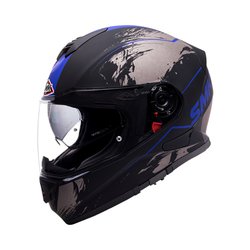 SMK Twister Wraith GL265 Full Face Helmet With PinLock Ready Dual Visor System (Gloss White Blue Orange)