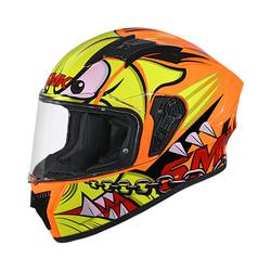 SMK Stellar Monster MA743 Full Face Helmet With PinLock Ready Scratch Resistant Visor (Matt Orange Yellow Red)