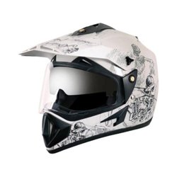 Vega Off Road D/V Sketch White Silver Full Face Size L Motorsports Helmet