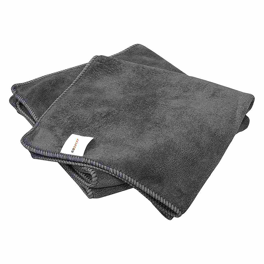 Godryft Microfiber Cloth - 3 pcs - 40x40 cms - 350 GSM Grey - Thick Lint & Streak-Free Multipurpose Cloths - Automotive Microfibre Towels for Car Bike Cleaning Polishing Washing & Detailing