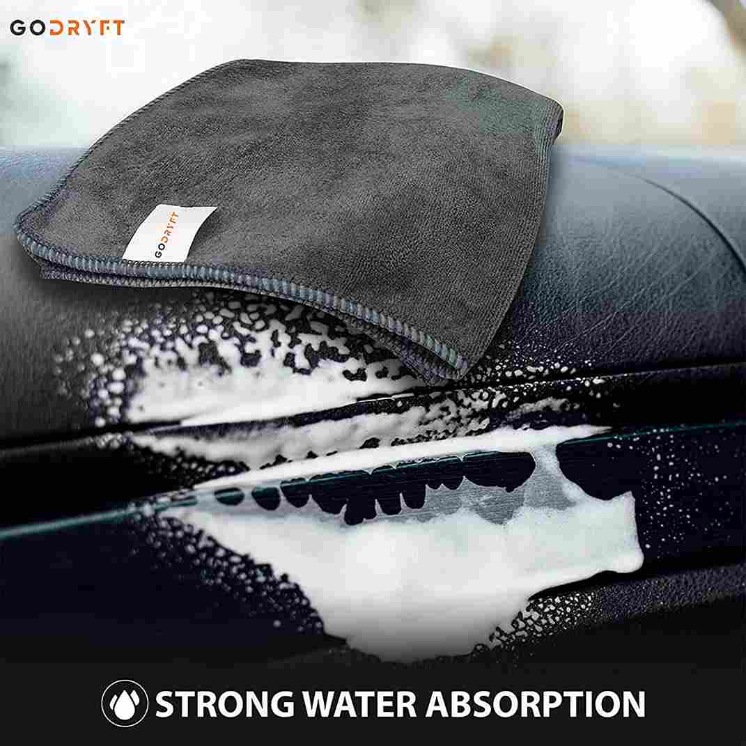 Godryft Microfiber Cloth - 3 pcs - 40x40 cms - 350 GSM Grey - Thick Lint & Streak-Free Multipurpose Cloths - Automotive Microfibre Towels for Car Bike Cleaning Polishing Washing & Detailing_3