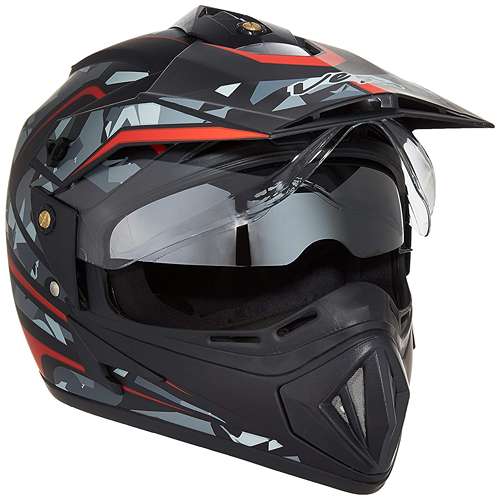VEGA Off Road D/V Camo Motorbike Helmet (Black Red)