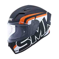 SMK Stellar Stage GL217 Full Face ECE Certified Helmet with PinLock Anti Fog Dual Visor System Size M (Black Orange White Gloss )