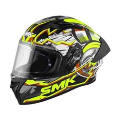 SMK Stellar Turbo MA246 Full Face ECE Certified Helmet with PinLock Anti Fog Dual Visor System Size L (Black Yellow Matt )