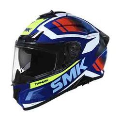 SMK Typhoon Thorn GL543 Full Face ECE Certified Helmet with PinLock Anti Fog Dual Visor System Size L (Blue Yellow Red Gloss )