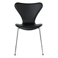 Sjuan 3107 stol framklädd läder wild svart / svartfärgad ask / krom