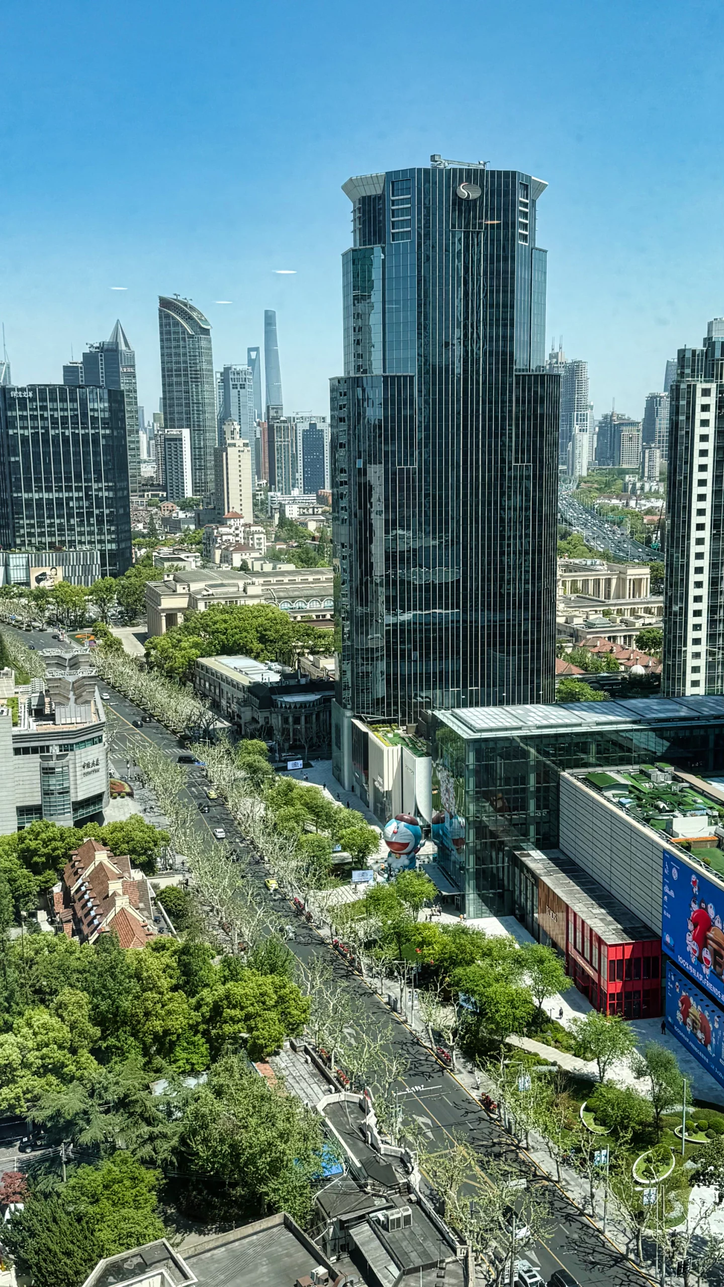 City view from a hotel room window