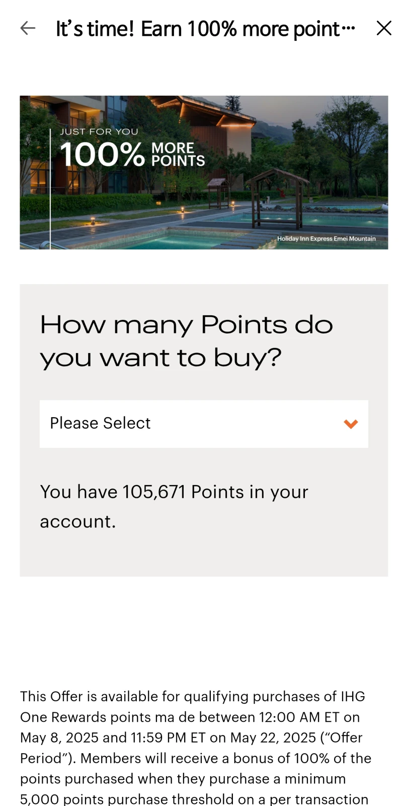 Overview of IHG May 2025 points promotion
