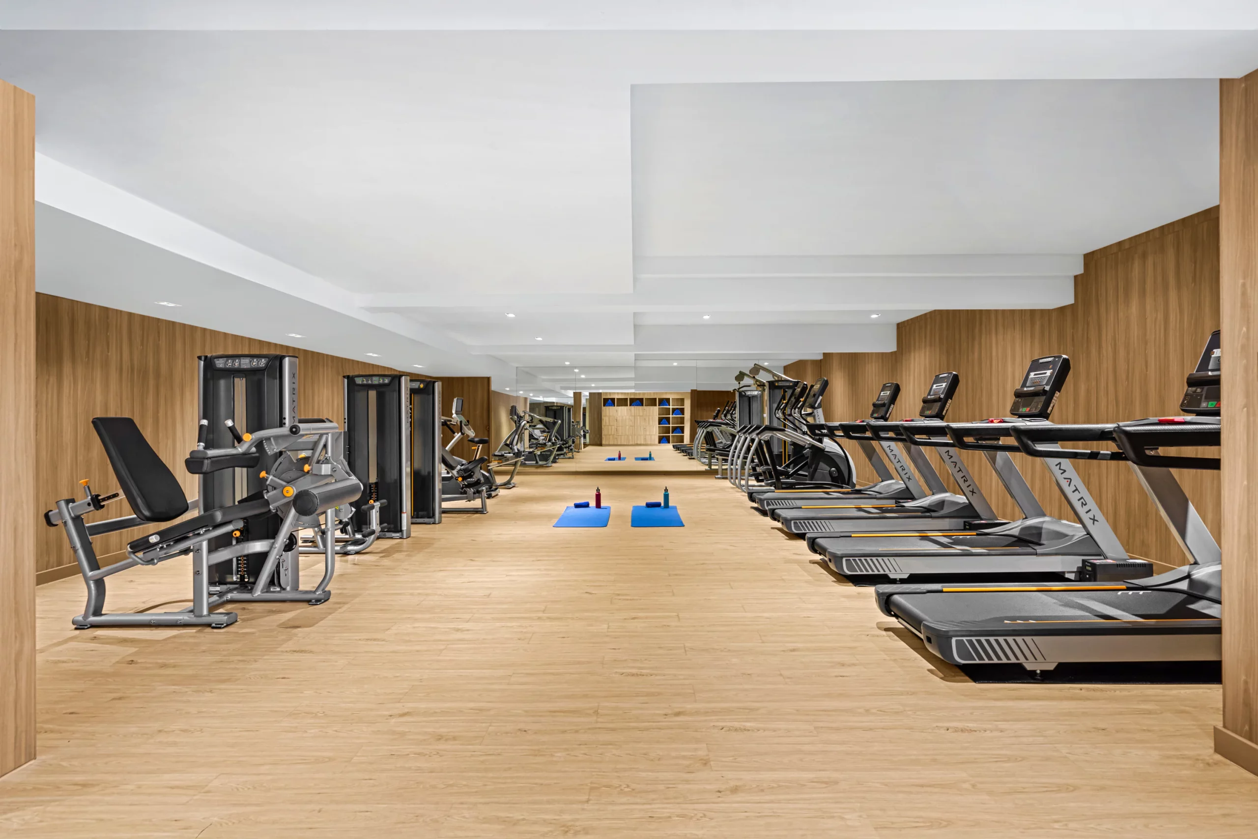 Interior of the resort fitness center with equipment