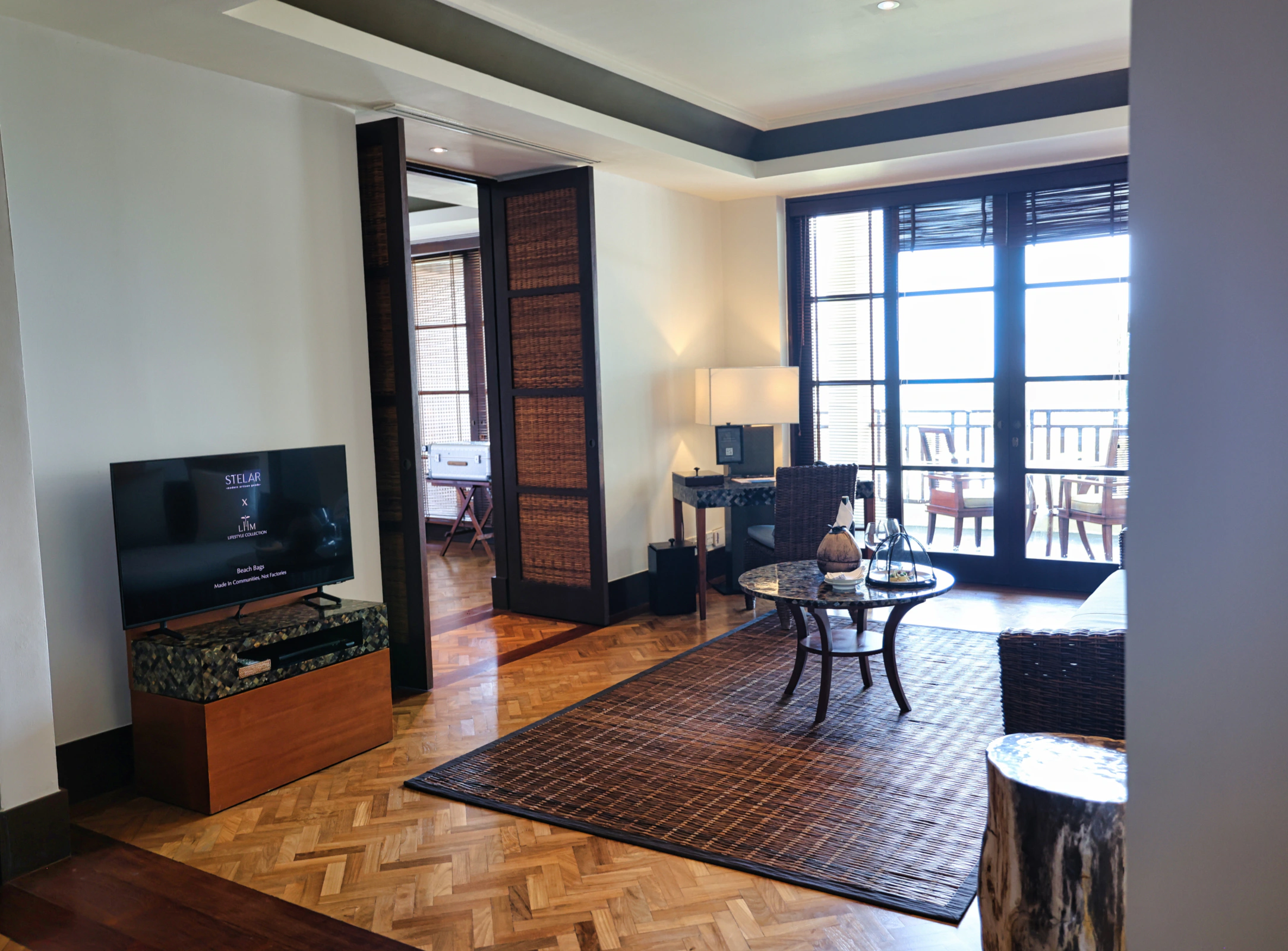 Stylish interior design of a suite living room