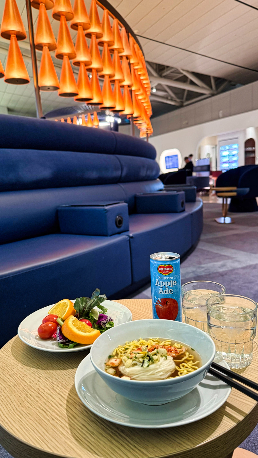 Food and beverage selection at an airport lounge