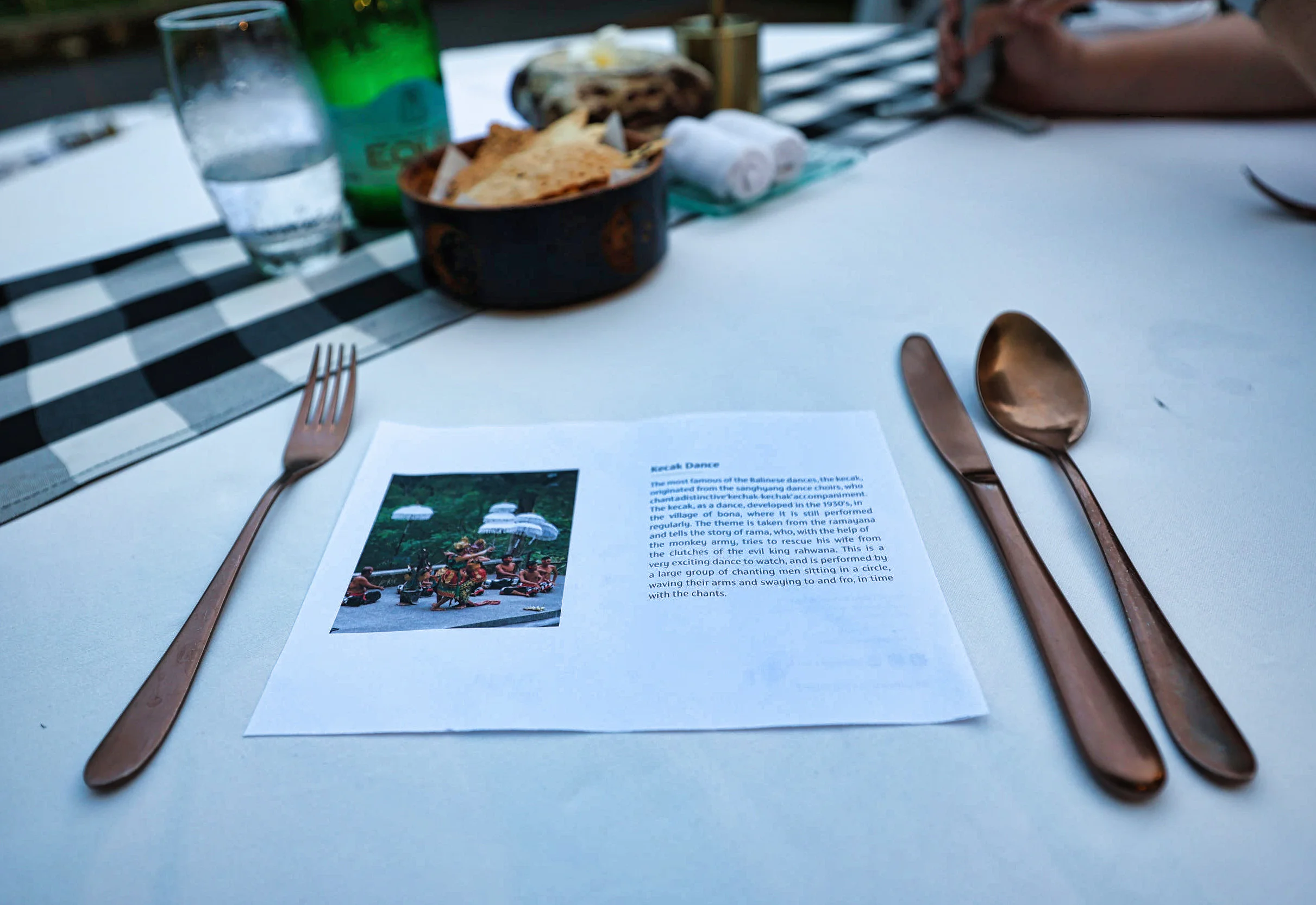 Menu and table setting at Mayasari