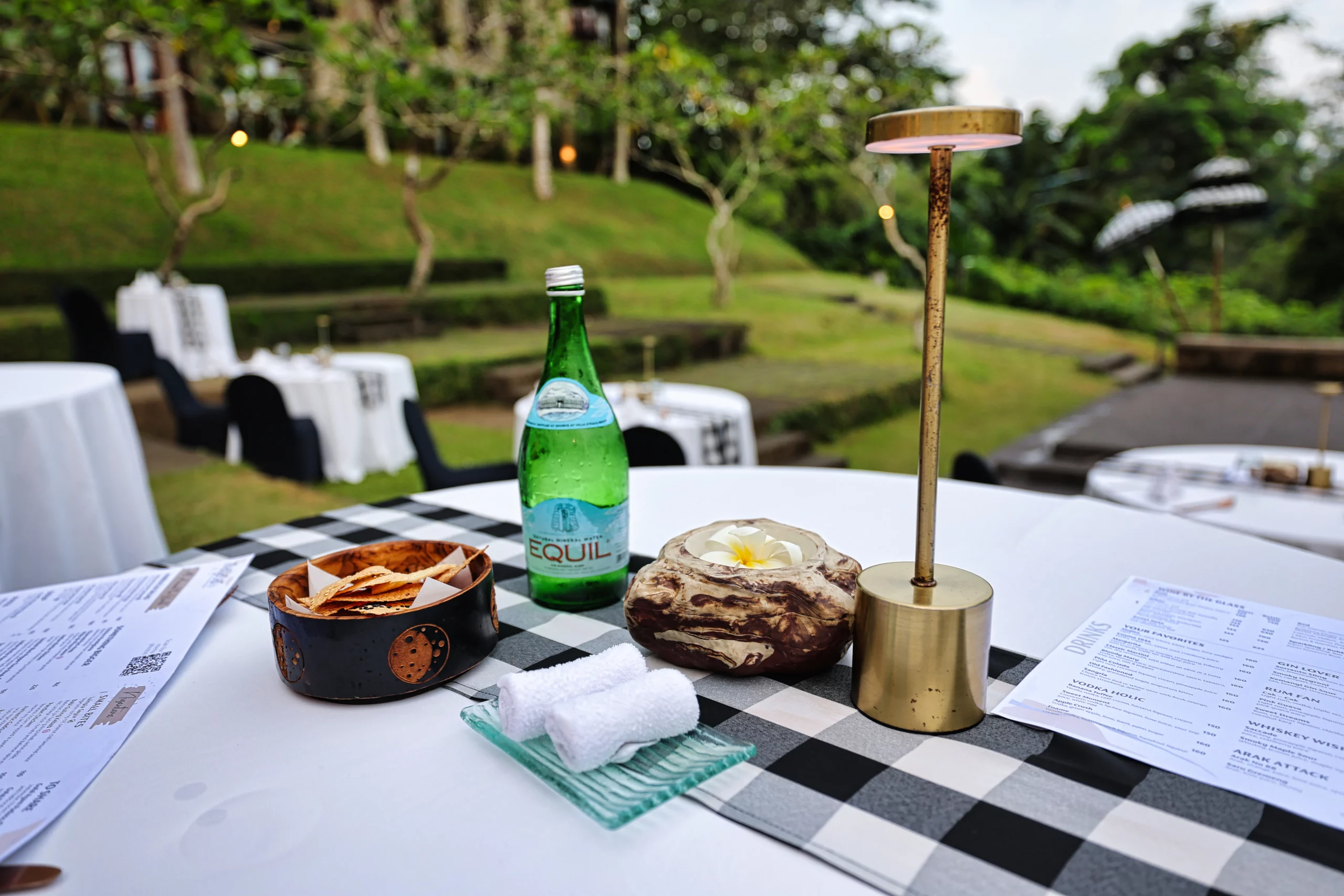 Menu and table setting at Mayasari