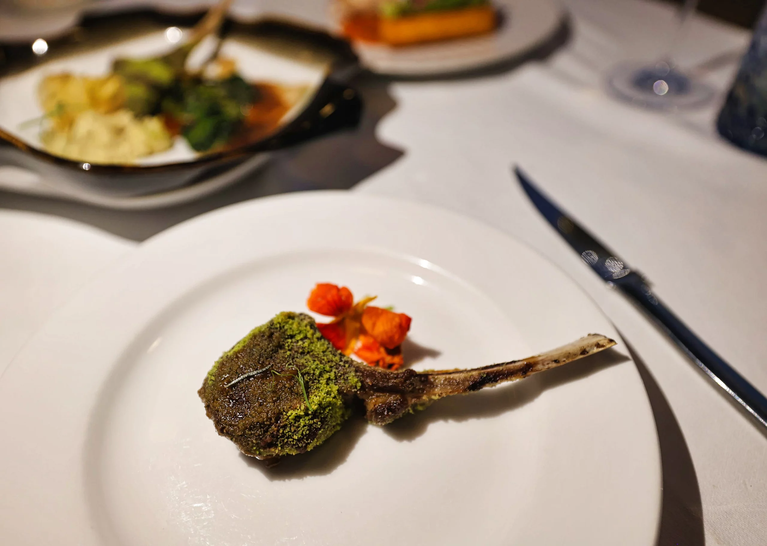 Gourmet lamb chops with artistic plating