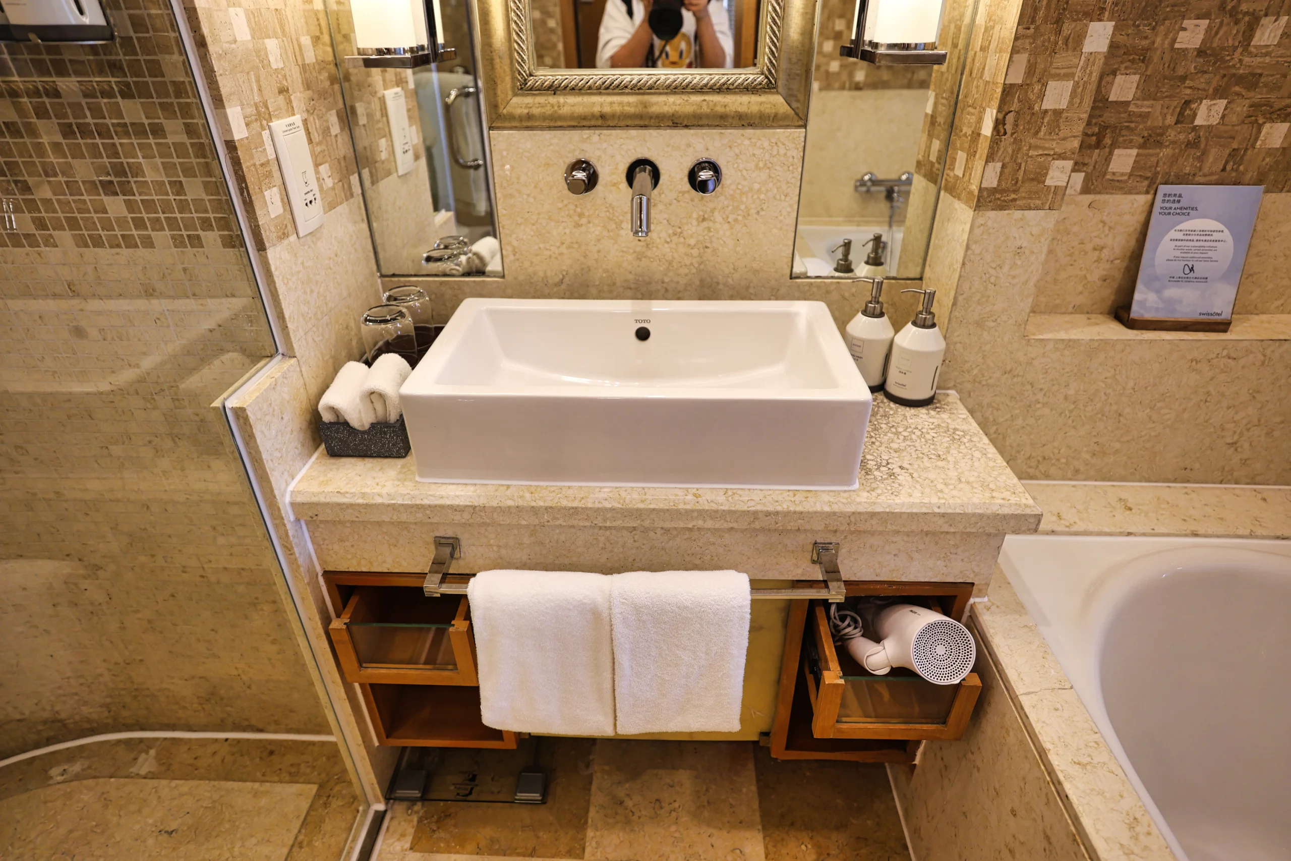 Spacious hotel bathroom interior