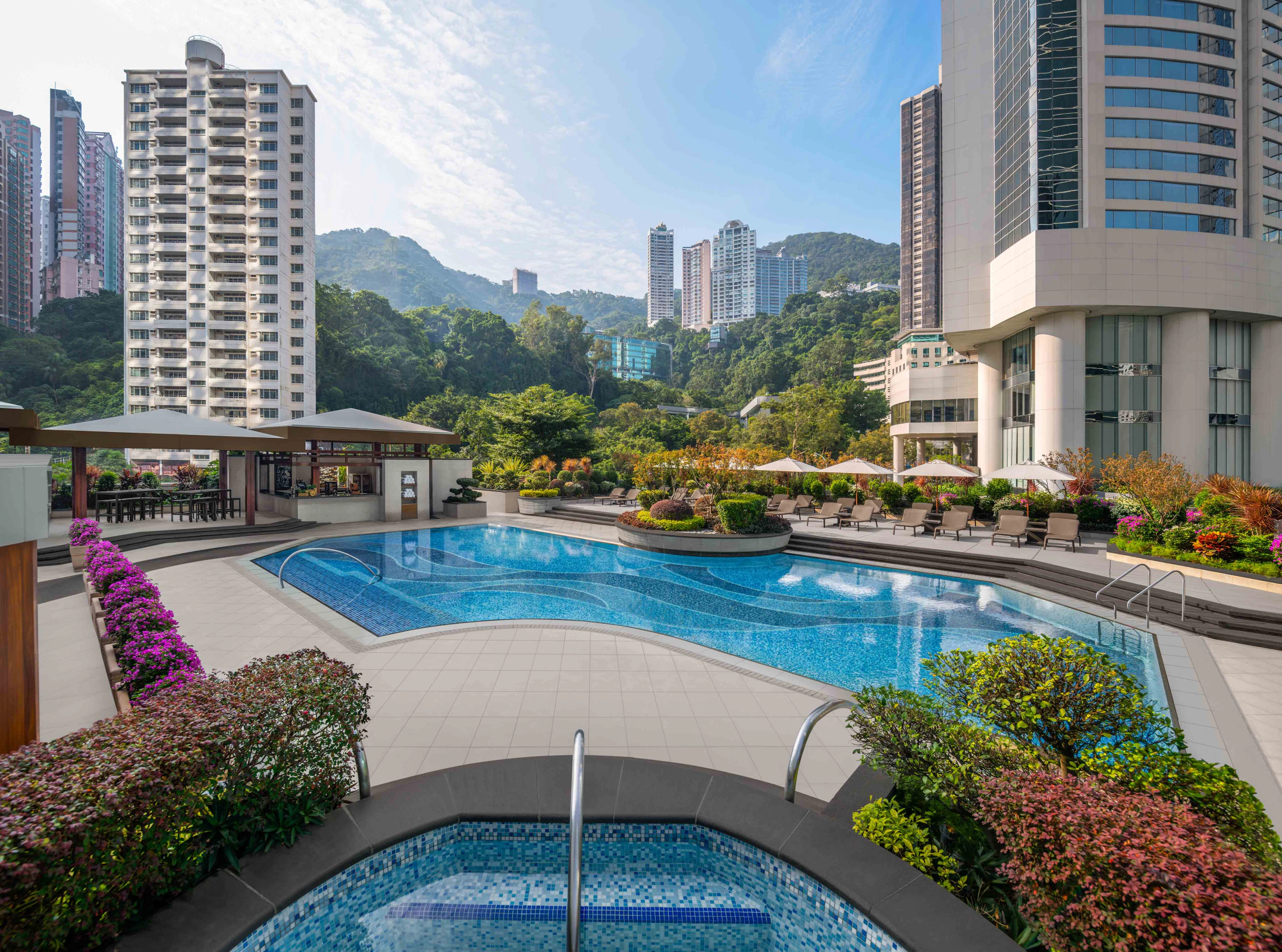 Outdoor heated pool at JW Marriott Hong Kong