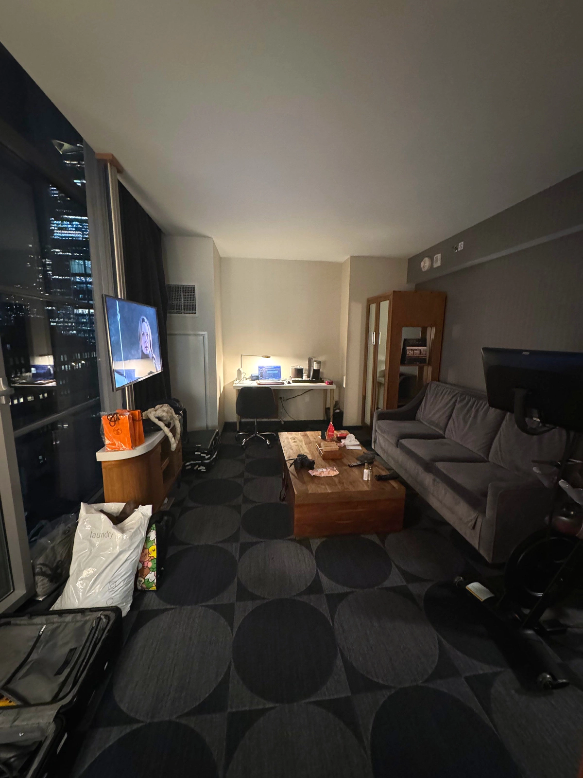 Ambient lighting in suite room at night