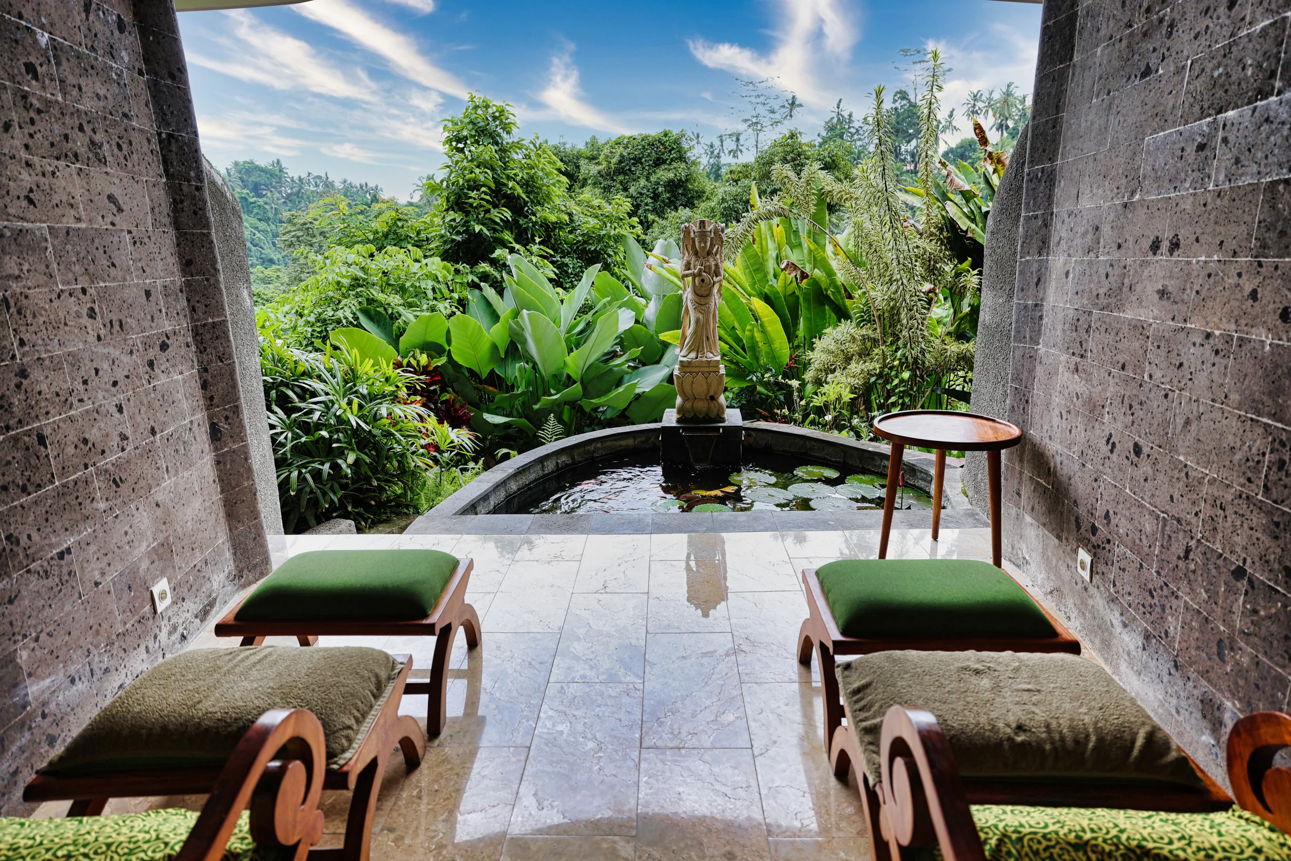 Outdoor foot massage area in Ubud
