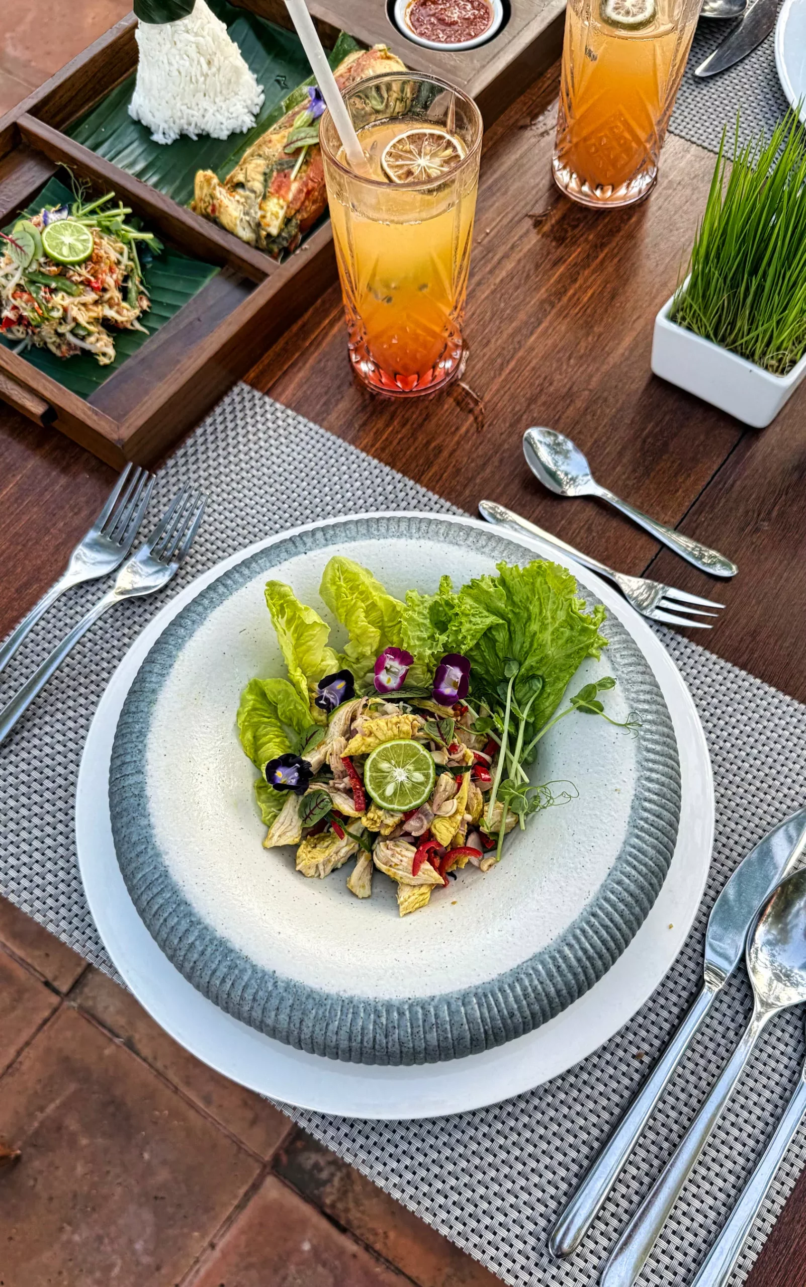 Enjoying self-made Balinese dishes