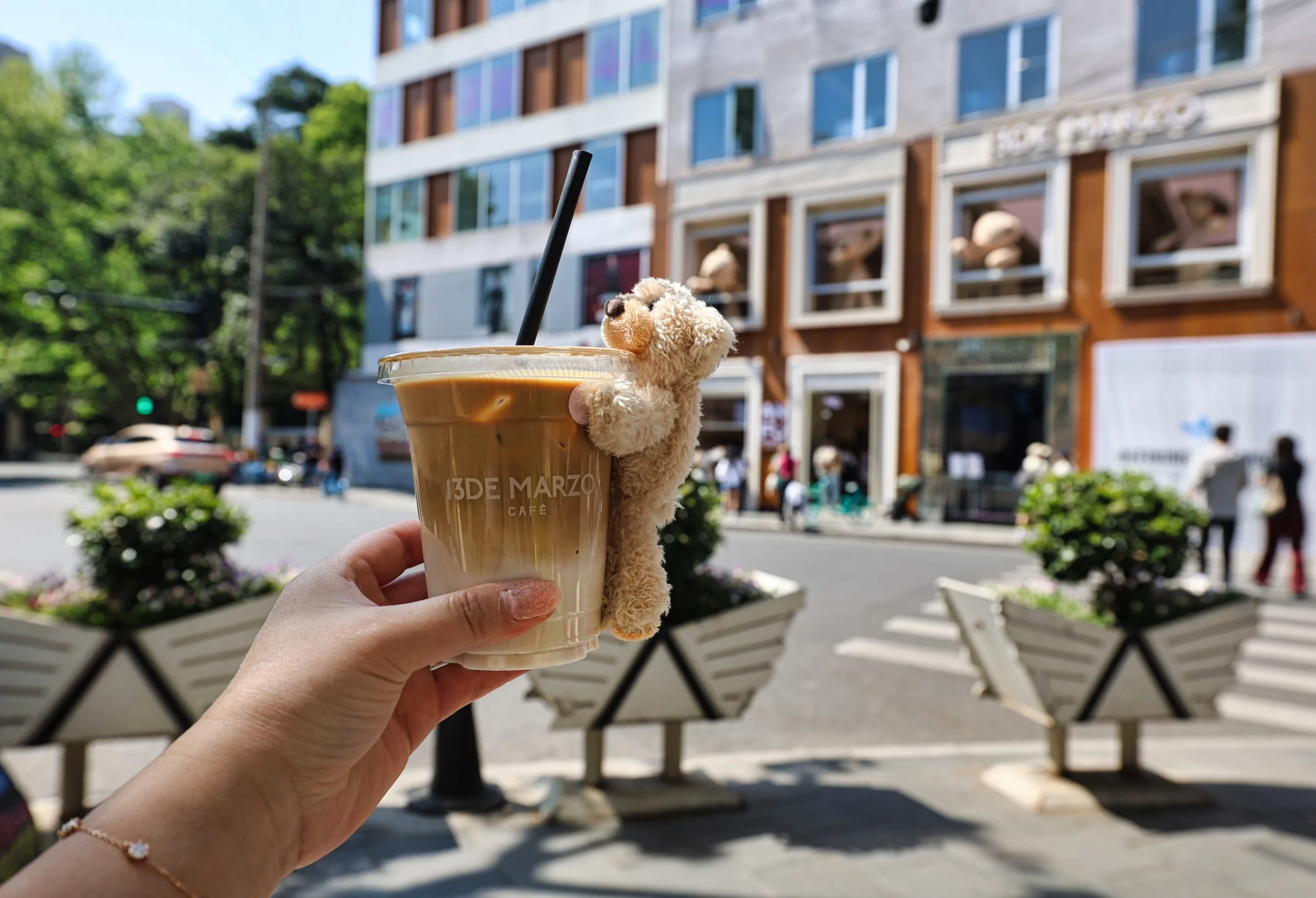 Cute bear doll drink attraction in Shanghai