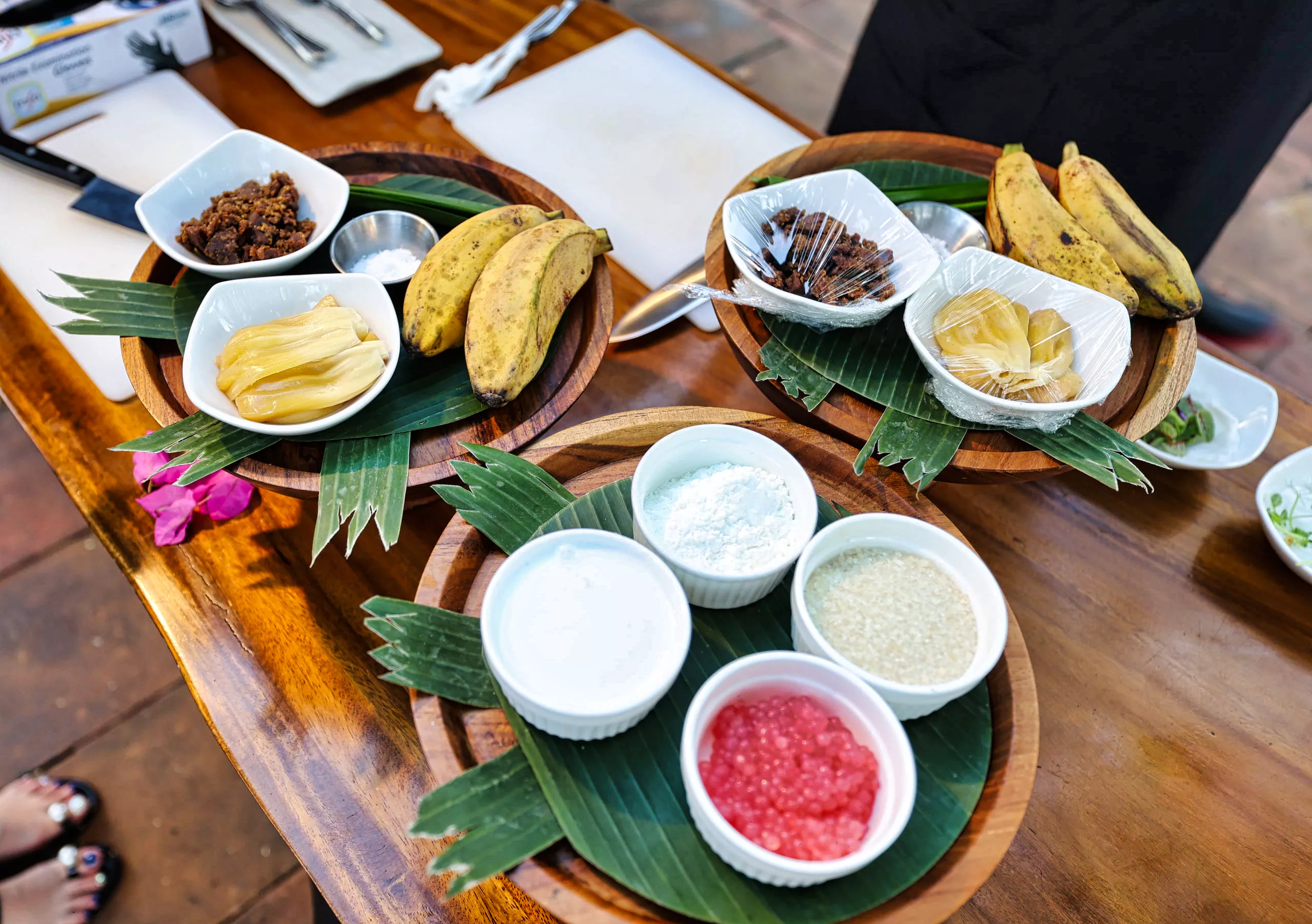 Making and tasting Kolak Pisang dessert